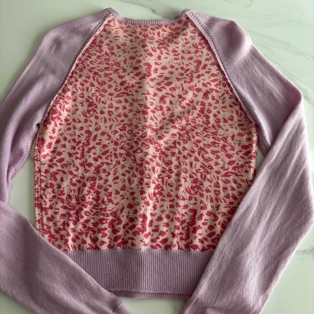 Vintage Joie cashmere cardigan size L color block leopard pattern - Picture 3 of 11